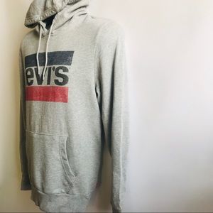 Classic Graphic Distressed Grey Pullover Hoodie